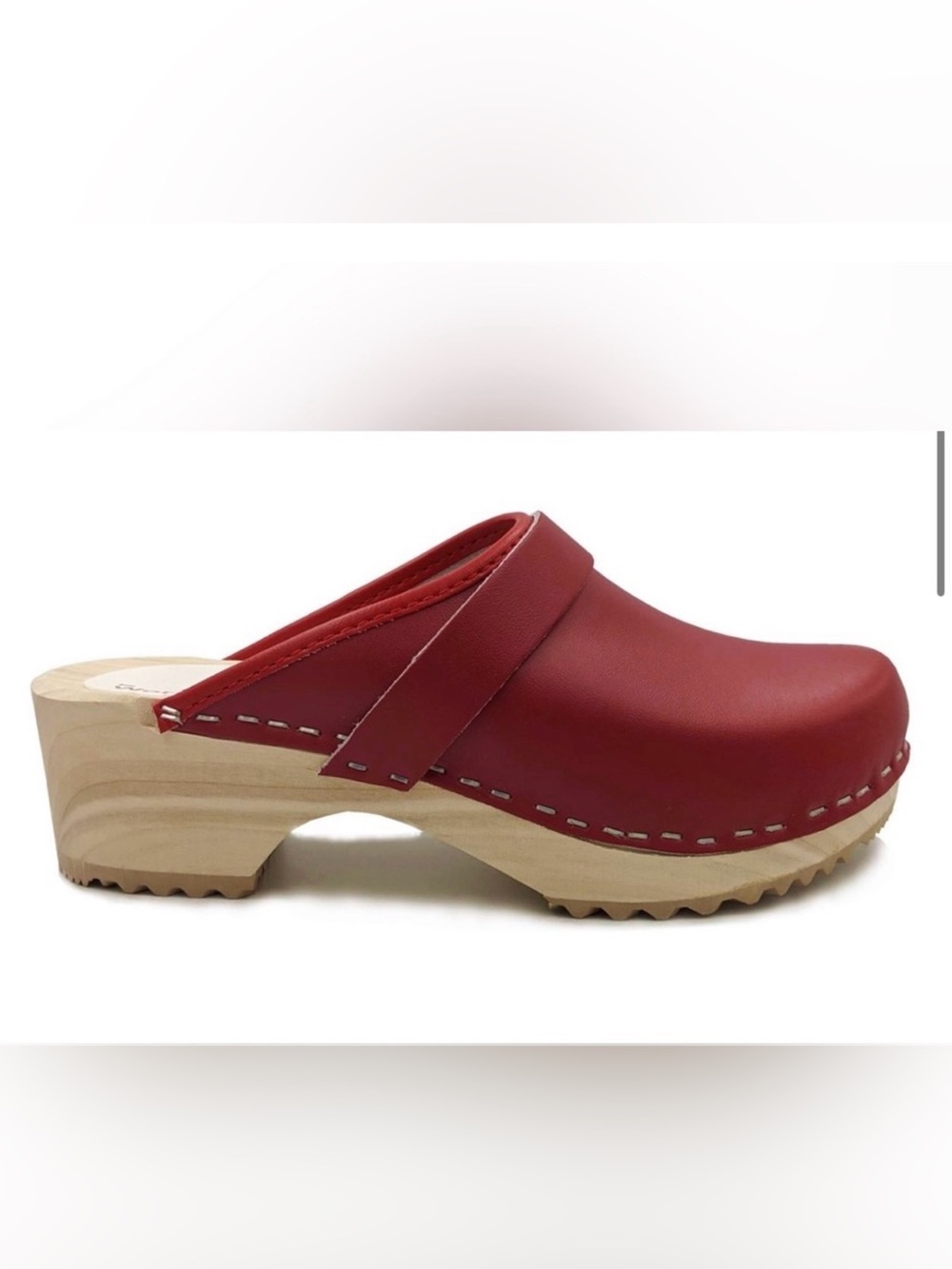 World of clogs Swedish red clogs 39 leather wooden bottom
